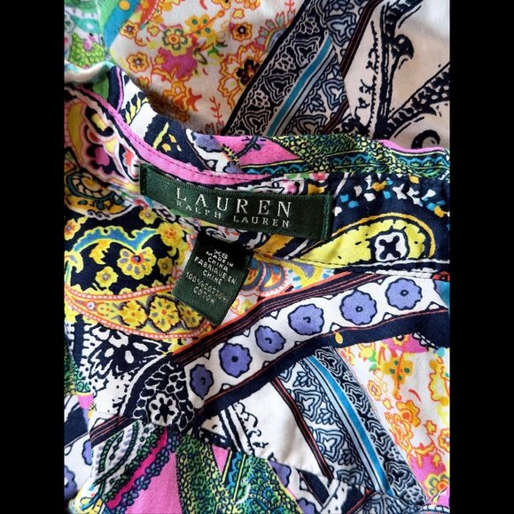 Lauren Ralph Lauren Shirt XS Womens Paisley Long Sleeve Collared Button Down - Picture 6 of 6